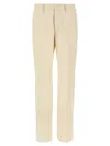 Fendi Wool Trousers With Back Pockets And Belt Loops In Natural