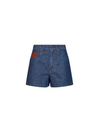 Fendi Navy Blue Cotton Chambray Shorts