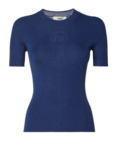Fendi Navy Blue Cotton Jumper
