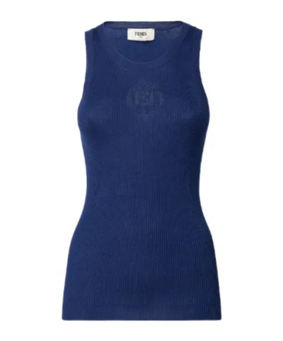 Fendi Navy Blue Cotton Top