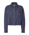 Fendi Denim Jacket With Front Embroidered Logo In Blue