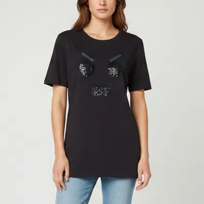 Pre-owned Fendi Navy Blue Jersey Embellished Short Sleeve T-shirt Xl