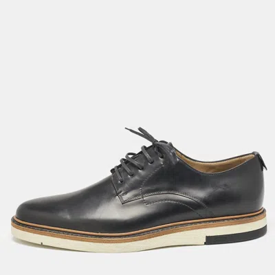 Pre-owned Fendi Navy Blue Leather Lace Derby Size 45