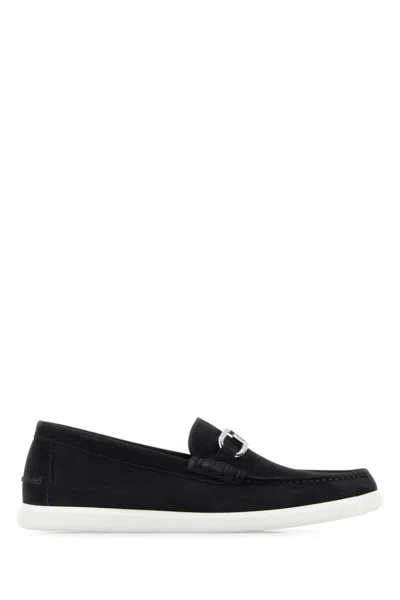 FENDI NAVY BLUE SUEDE LOAFERS