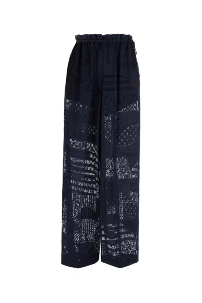 FENDI NAVY BLUE VISCOSE BLEND PANT