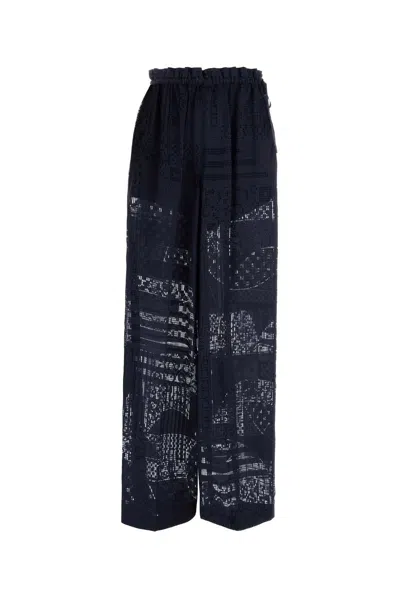 Fendi Navy Blue Viscose Blend Pant In Black