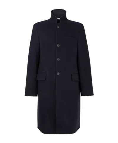 Fendi Navy Blue Wool Double Fabric Coat