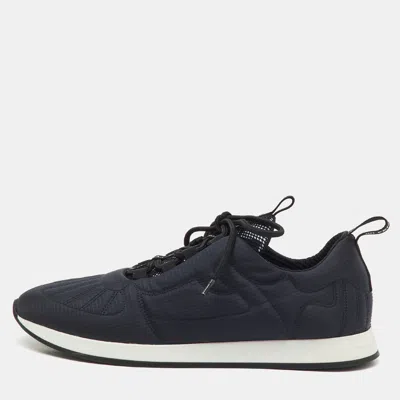 Pre-owned Fendi Navy Blue/black Fabric Ff Freedom Low Top Sneakers Size 38