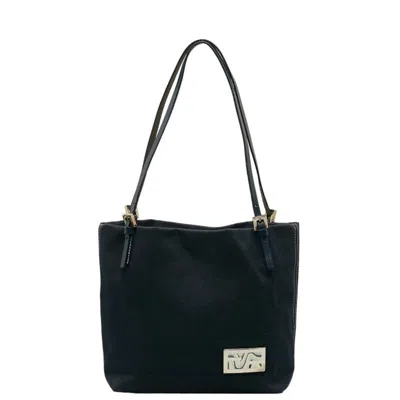 Pre-owned Fendi Navy Canvas Leather Shoulder Bag Tote Bag ()