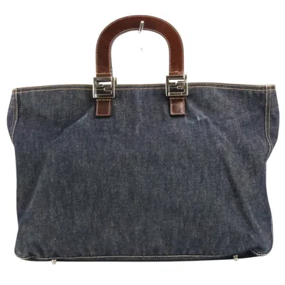Pre-owned Fendi Navy Denim Leather Handbag ()