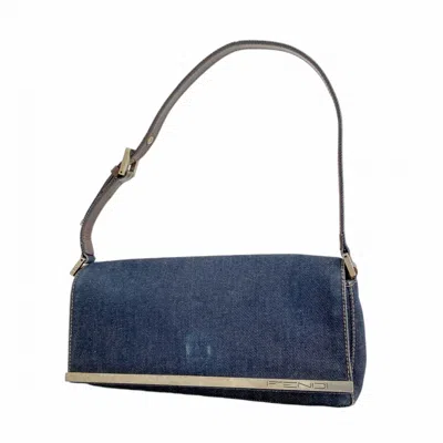 Pre-owned Fendi Navy Denim Shoulder Bag () In Blue