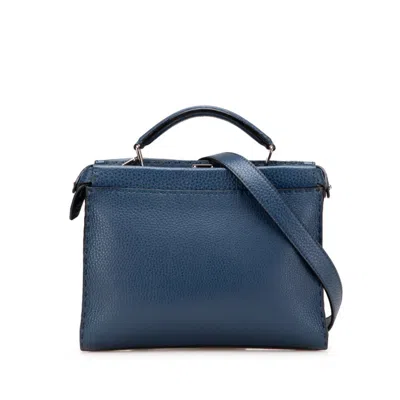Pre-owned Fendi Navy Leather Handbag Shoulder Bag () In Blue