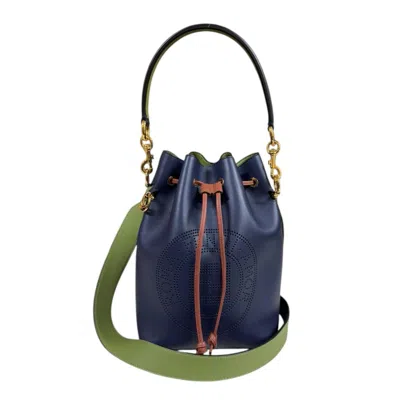 Pre-owned Fendi Navy Leather Shoulder Bag () In Blue