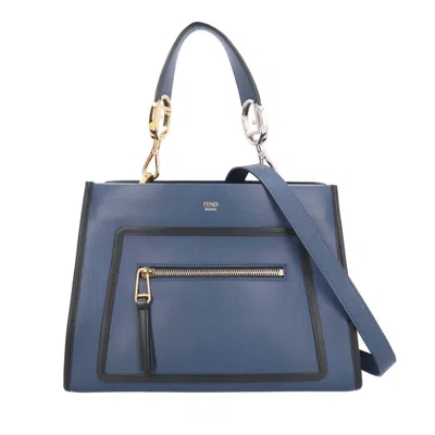 Pre-owned Fendi Navy Leather Shoulder Bag () In Blue