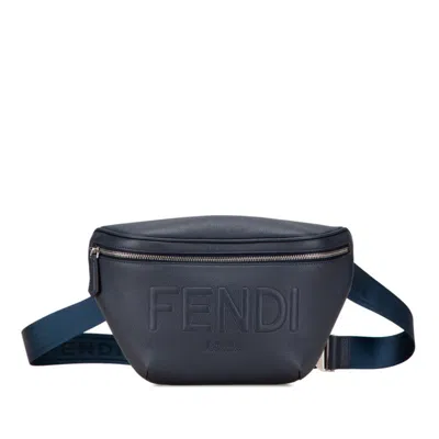 Pre-owned Fendi Navy Leather Sling Bag () In Blue