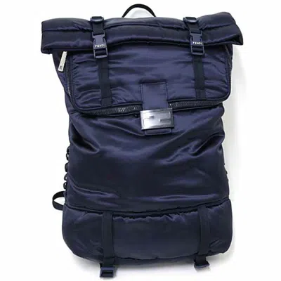 Pre-owned Fendi Navy Nylon Backpack () In Blue