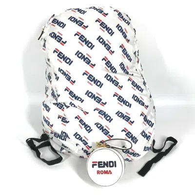 Pre-owned Fendi Navy Red Color White Nylon Backpack () In Navy, Red Color, White