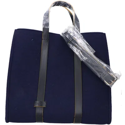 Pre-owned Fendi Navy Wool Shopping Bag Tote Bag () In Blue