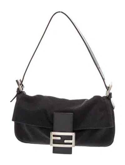 Pre-owned Fendi Neoprene Baguette In Black
