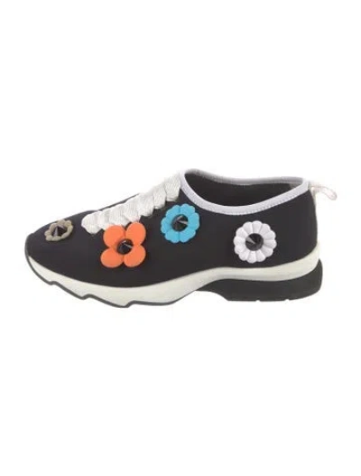 Pre-owned Fendi Neoprene Colorblock Pattern Chunky Sneakers In Black