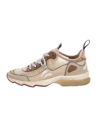 Pre-owned Fendi Neoprene Colorblock Pattern Chunky Sneakers In Neutral