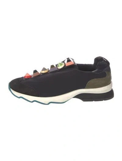 Pre-owned Fendi Neoprene Graphic Print Athletic Sneakers In Blue