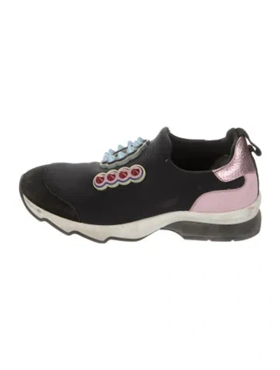 Pre-owned Fendi Neoprene Graphic Print Chunky Sneakers In Black