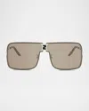 Fendi Ness Metal Semi-shield Sunglasses In Black
