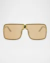 Fendi Ness Metal Semi-shield Sunglasses In Gold