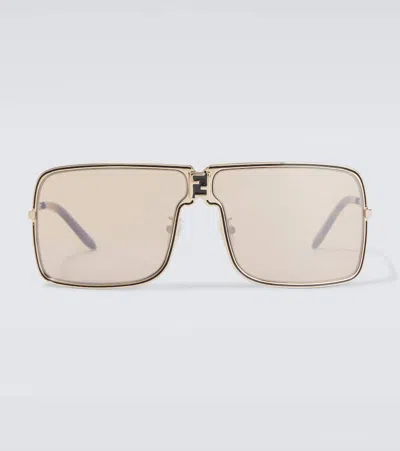 Fendi Ness Rectangular Sunglasses In Gold