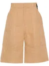 Fendi Paper Canvas Bermuda Shorts In Braun