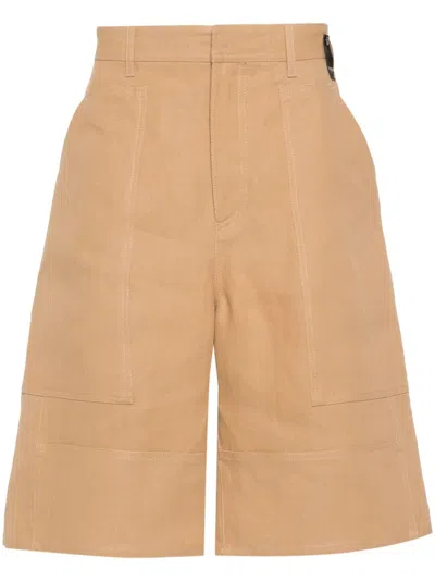 FENDI NEUTRAL CANVAS BERMUDA SHORTS