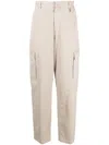 FENDI NEUTRAL LOGO PATCH CARGO TROUSERS