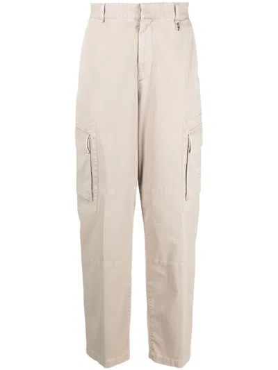 Fendi Neutral Logo Patch Cargo Trousers In Neutrals
