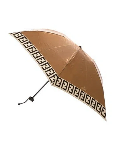 Pre-owned Fendi Neutral Patterned Umbrella In Neutrals