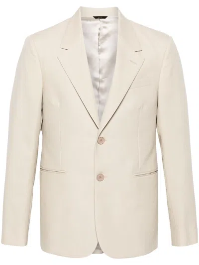 Fendi Neutral Single-breasted Wool Blazer In Neutrals