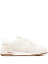 FENDI NEUTRAL ZUCCA PANELLED SNEAKERS - WOMEN'S - CALF SUEDE/FABRIC/RUBBER