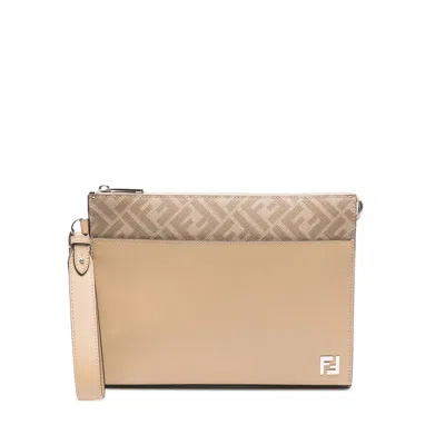 FENDI FENDI NEUTRALS CLUTCH BAGS MEN