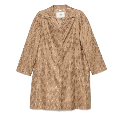 FENDI FENDI NEUTRALS COATS - SINGLE BREASTED COATS WOMEN