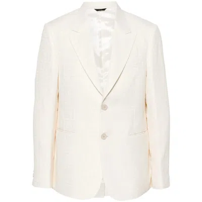 Fendi Ff-motif Blazer In Neutrals