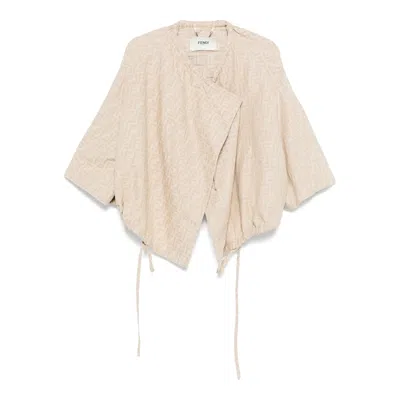 FENDI FENDI NEUTRALS JACKETS - OVERSIZED JACKETS WOMEN