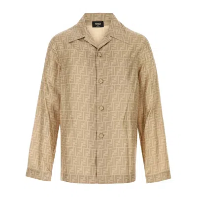Fendi Neutrals Shirts Men In Brown