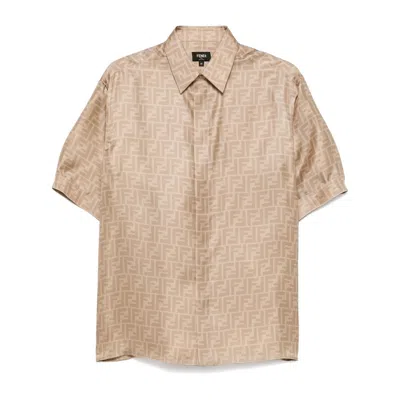 Fendi Neutrals Shirts Men In Brown