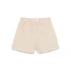 Fendi Women Beige Shorts With Elastic Waist And Wide Leg In Chambray Ff Woman In White