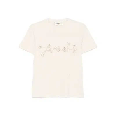 FENDI FENDI NEUTRALS TOPS - T-SHIRTS & JERSEYS WOMEN