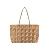 Fendi Ff Raffia Crochet Roll Large Shopper In White