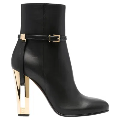 Pre-owned Fendi New  2023 Delfina Booties Boots Size 40 In Black
