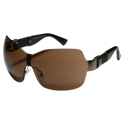 Pre-owned Fendi New  Gold Aviator Wrap Sunglasses With Case In Brown