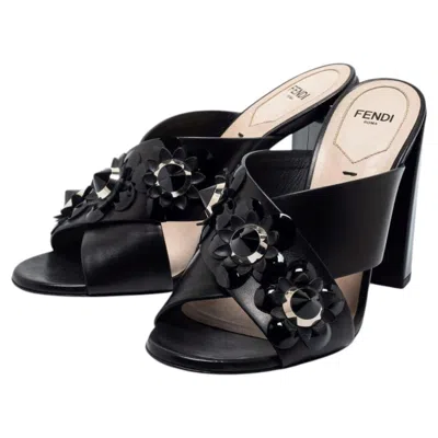 Pre-owned Fendi New  Karl Lagerfeld Spring 2016 Heels Mules Sz 37 In Black