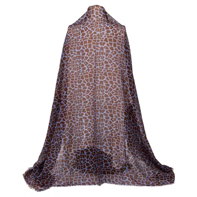 Pre-owned Fendi New  Oversize Blue Maroon Shawl Scarf In Red